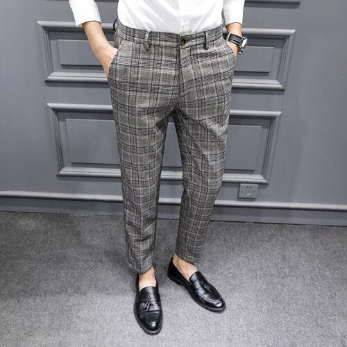 Pantalón Traje Cuadro Príncipe de Gales Slim Fit