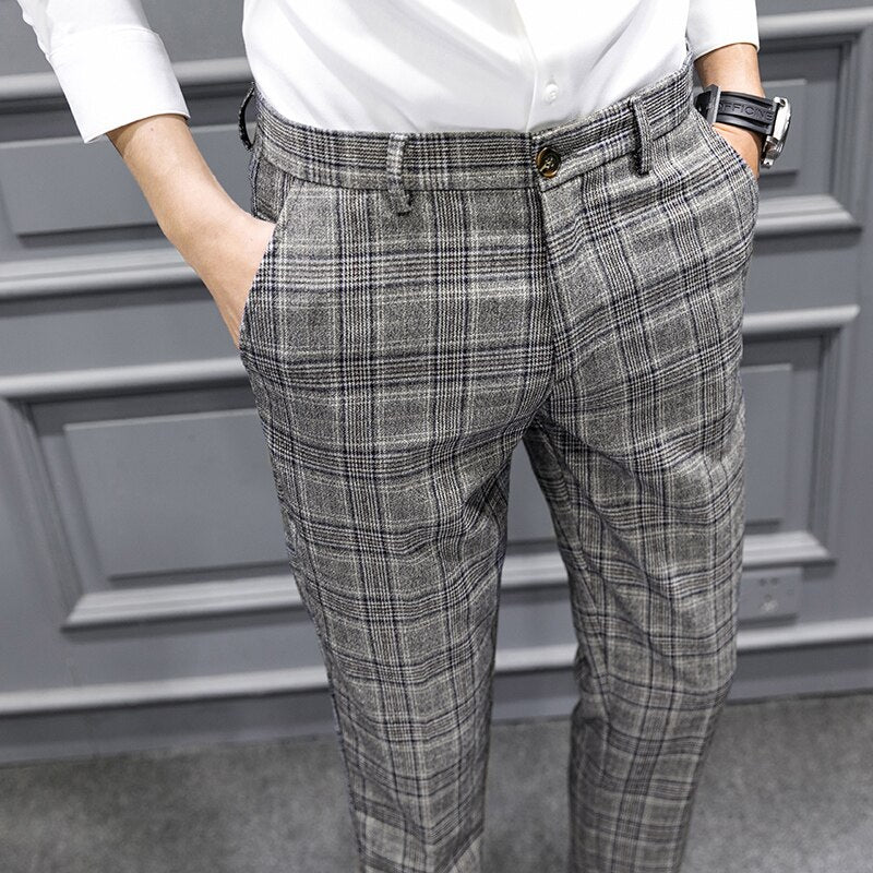 Pantalón Traje Cuadro Príncipe de Gales Slim Fit
