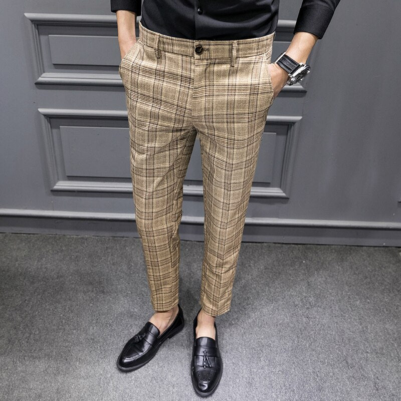 Pantalón Traje Cuadro Príncipe de Gales Slim Fit