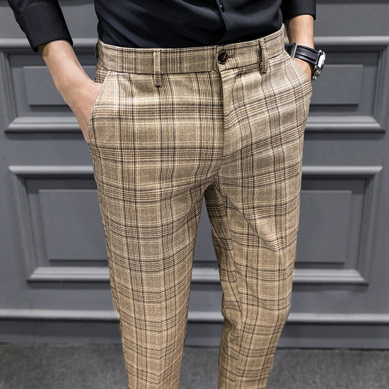 Pantalón Traje Cuadro Príncipe de Gales Slim Fit