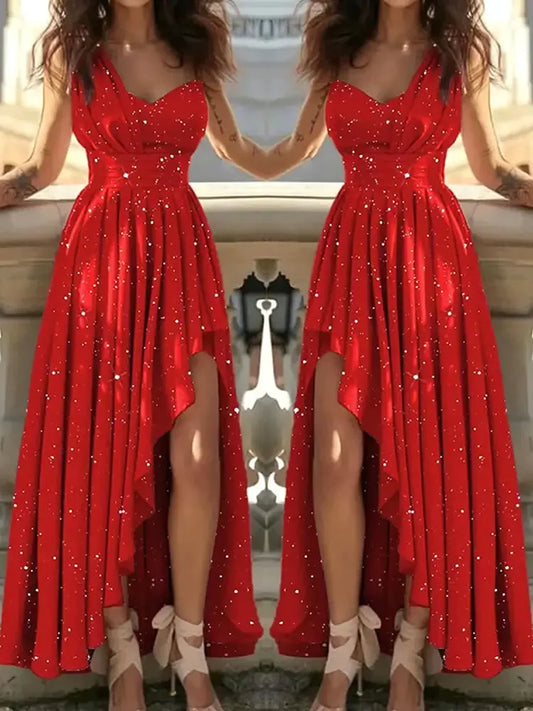 Women Evening Dresses Sexy Elegant Red Cocktail Party Chic Gala Graduation Luxury Formal Occasion Bridesmaid Gown Dress Clothes
